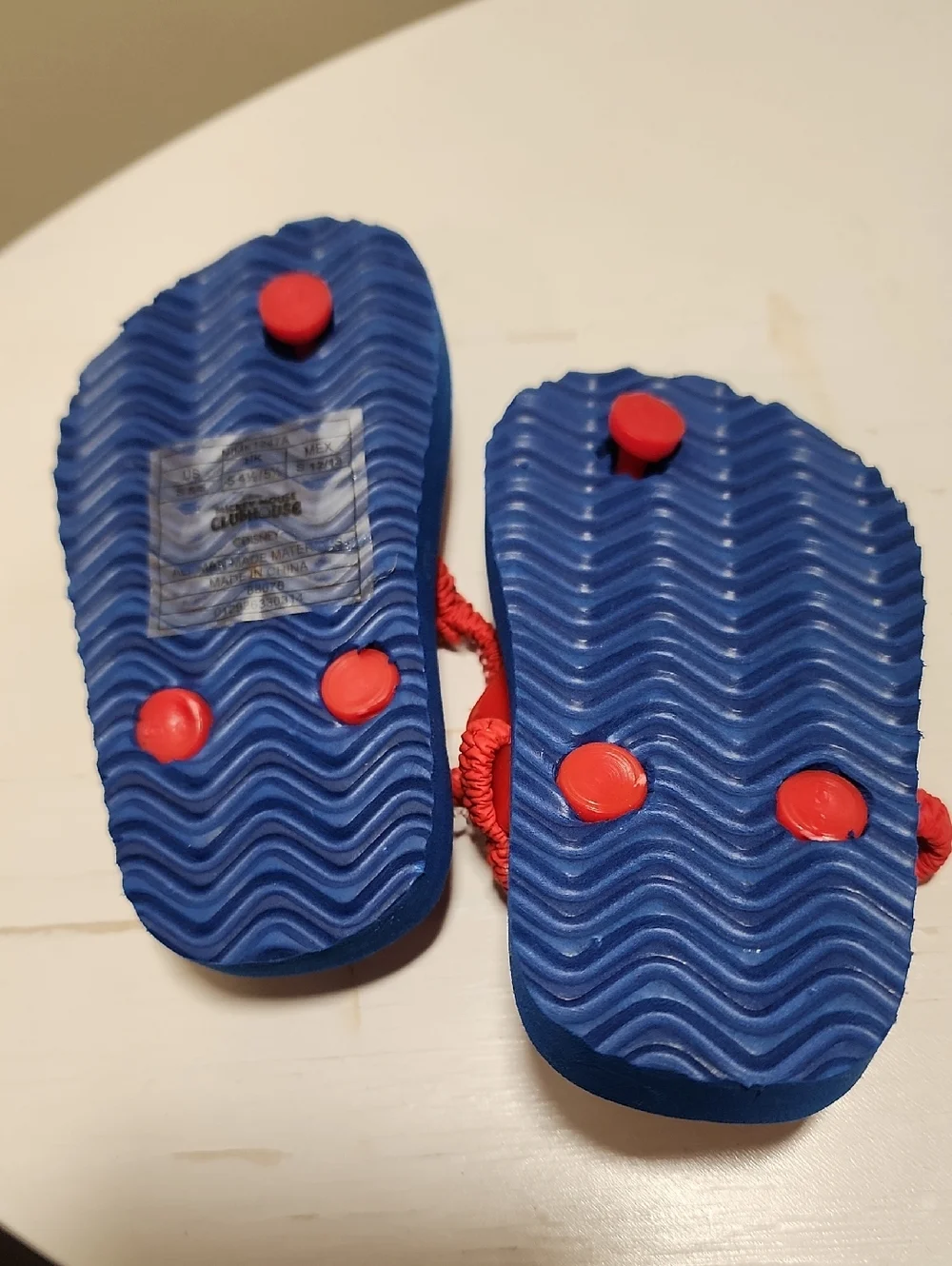 Disney Mickey Mouse Kids Blue & Red Flip Flops Sz 5/6